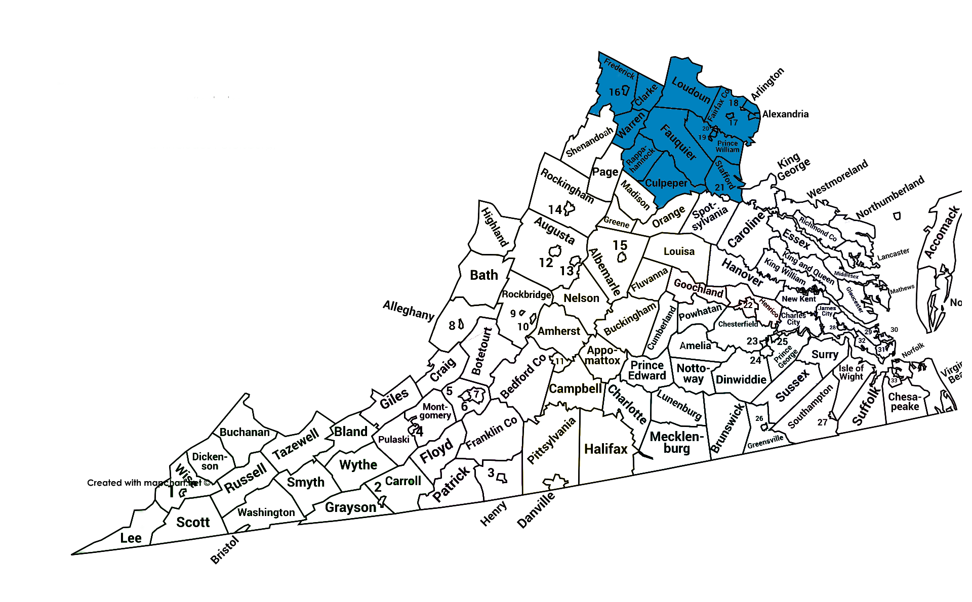 Carte de la région d'Amy Moore