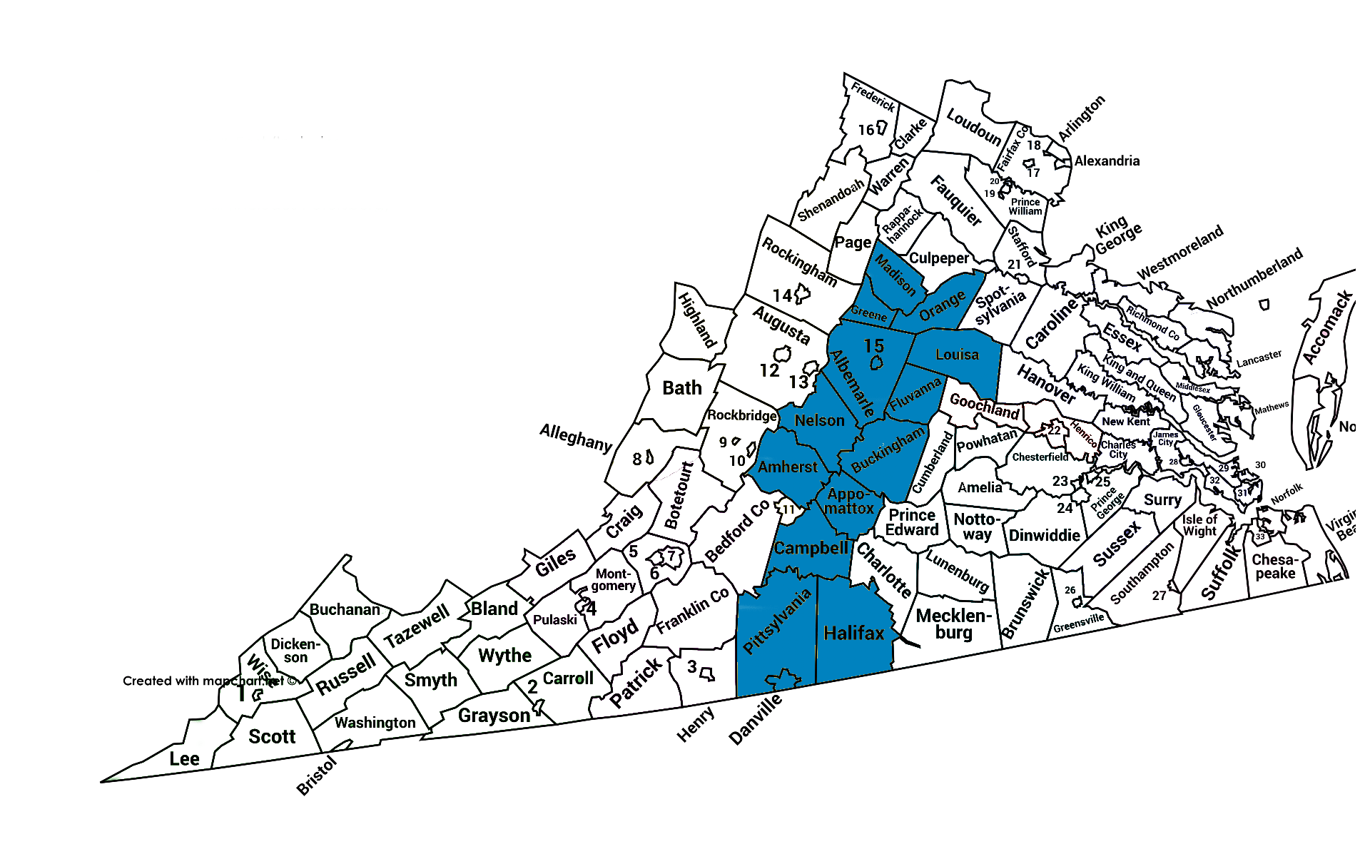 Carte de la région de Kelsey Harris