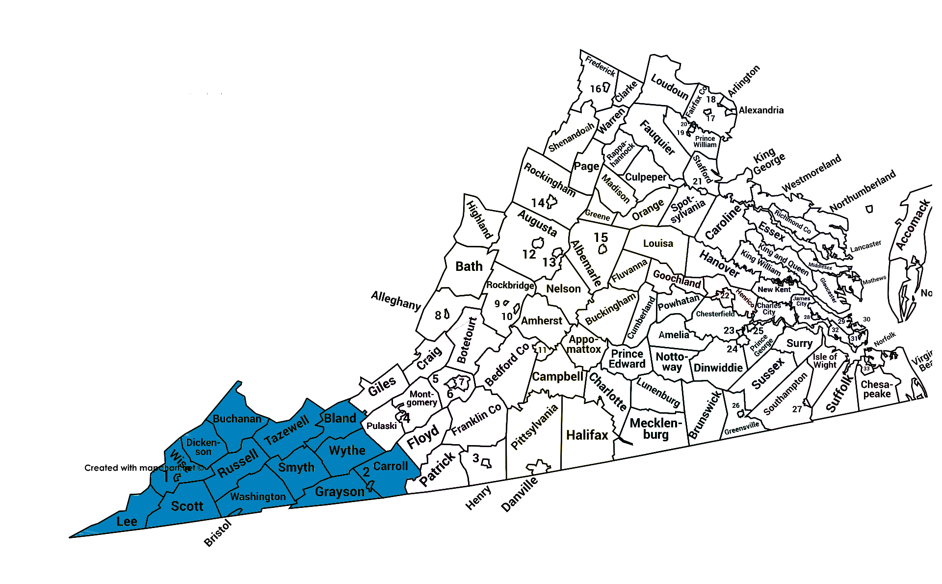 Carte de la région de Susan Meador