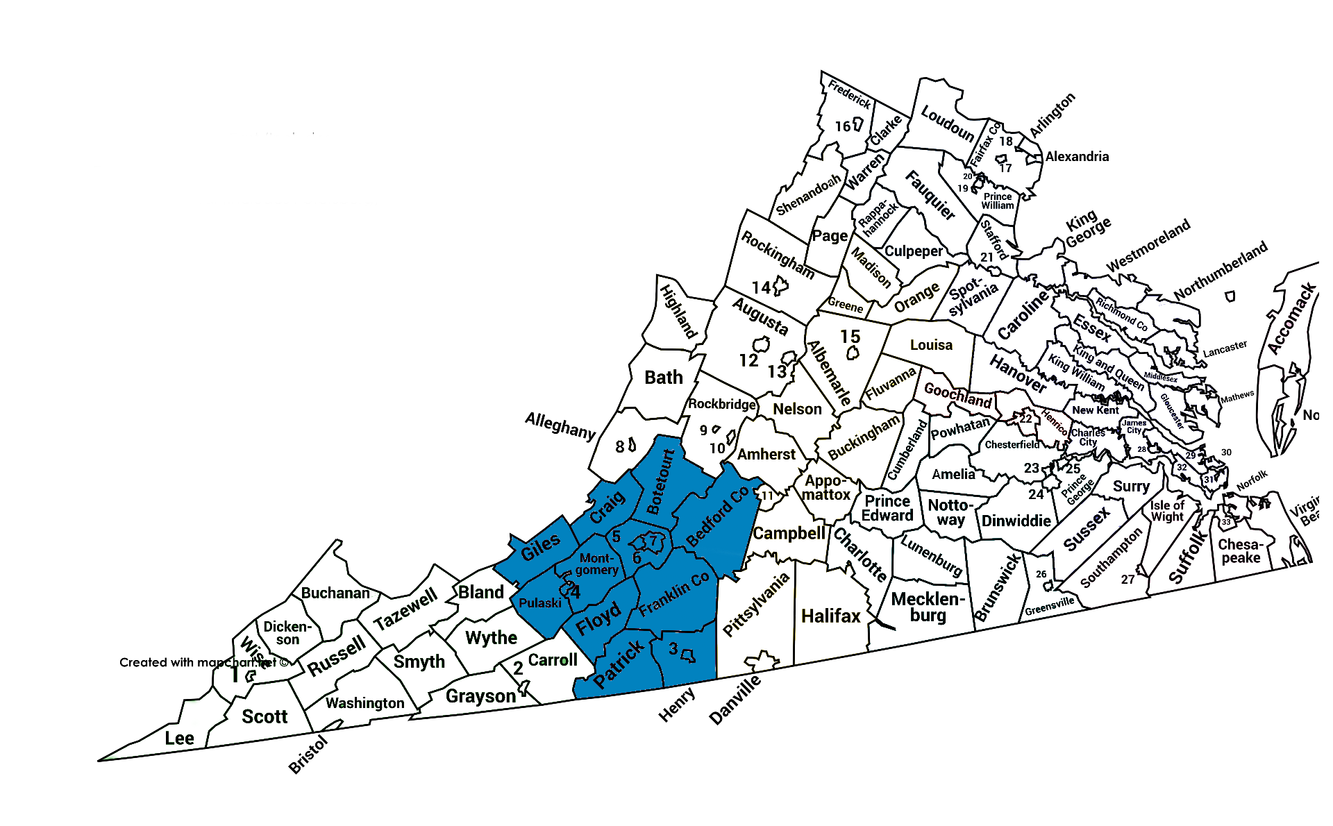 Carte de la région de Susan Perry